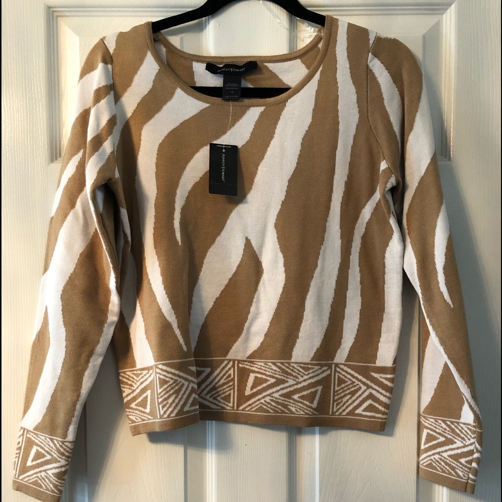 Tan & white sweater
